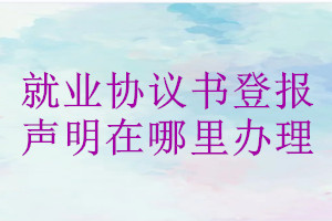 就業(yè)協(xié)議書(shū)登報(bào)聲明在哪里辦理